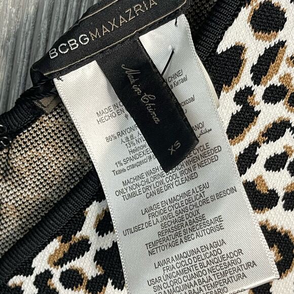 BCBG Maxazria Sleeveless V-Neck Leopard Print Mini Cocktail Dress‎ Size XS NWT - Picture 10 of 11